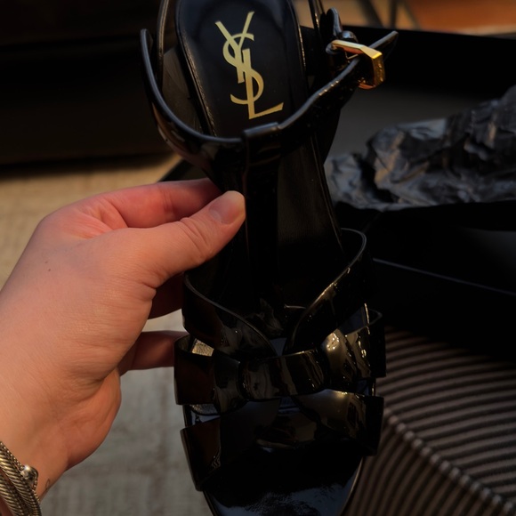 Saint Laurent tribute T-strap platform sandal heels - Picture 11 of 16